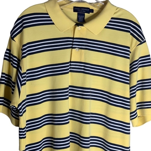 Daniel Cremieux Yellow with Thin Navy Stripes Polo Excellent Condition Sz Large - Picture 10 of 11